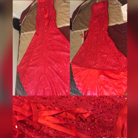 COPY - RED STRAPLESS PROM DRESS. I WILL DO OFFERS… - Picture 2 of 7